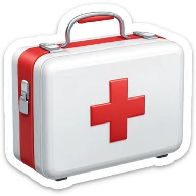 First aid kit with a red cross sticker