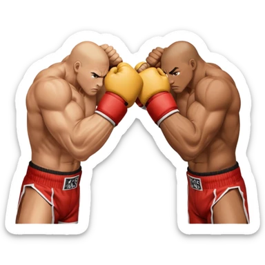 a sideways view of two sets of hands boxing sticker