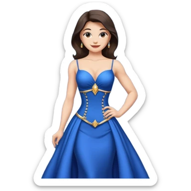 strong lean woman with visible strong abs and houglass figure in a beautiful blue evening gown sticker