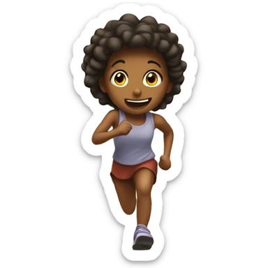 A girl running towards a house sticker