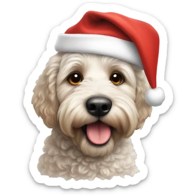 Double doodle dog with Santa hat sticker