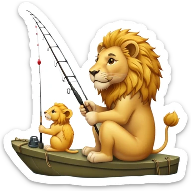 lion sitting in profile fishing sticker