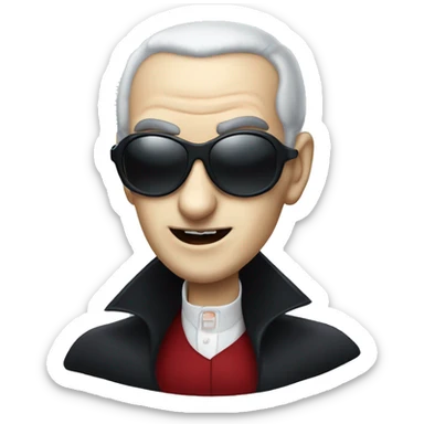dracula with balding widows peak with aviator sunglasses talking on the phone  sticker
