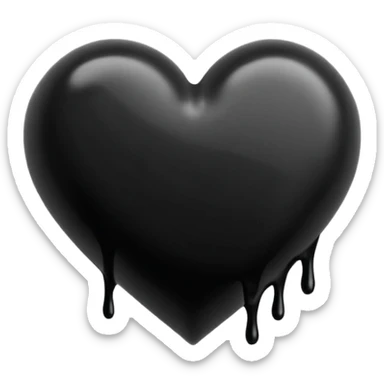 black ink blob heart emoji with ink streaks, isolated on white background, grunge, like pen stroke, flat sticker