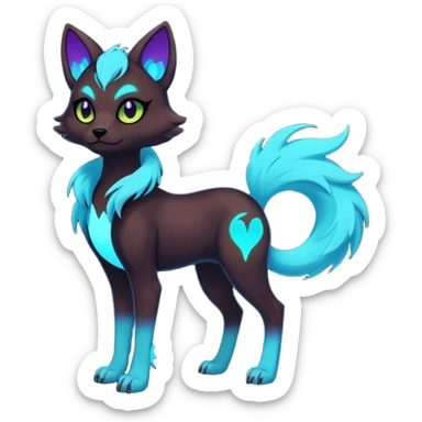 Multicolored gloomy glowing bioluminescent dark edgy gothic spooky cool badass pretty cool elegant realistic floral exotic Falvie-Fionbri-fursona, full body sticker
