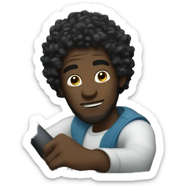 Black skin male with Black curly hair driving a car sticker