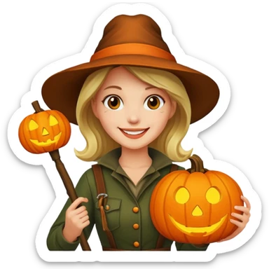 Woman Hunter With Jack o Lantern sticker
