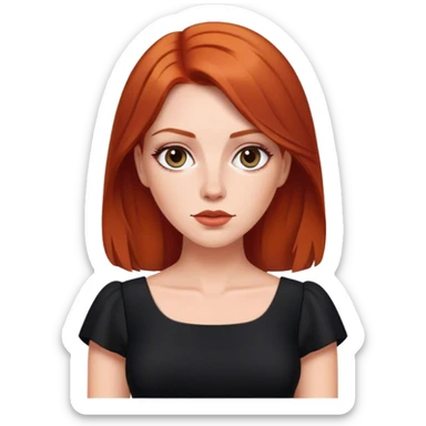 beautiful  white woman  with reddish blunt hair with black dress sticker