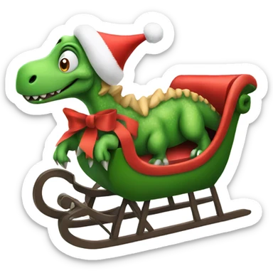 Christmas dinosaur on a sleigh sticker