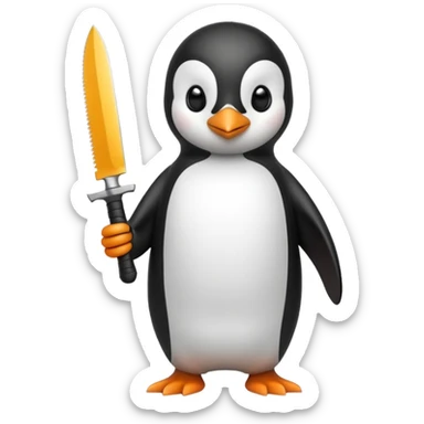 pingüino con un cuchillo sticker