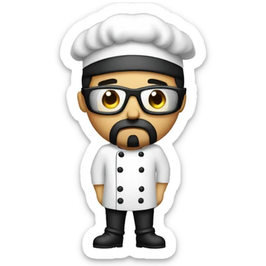 very sad men with black sunglasses, black short hair, small  beard, dressed as chef, with no money in hand sad sticker