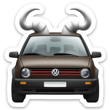 Volkswagen Golf with Bull horns on the hood￼ sticker