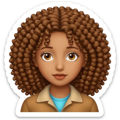 brown girl with curly hair  sticker