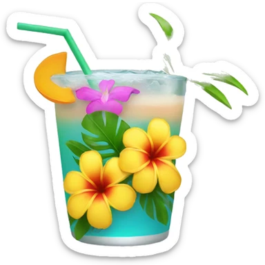Tropical drink flower sticker
