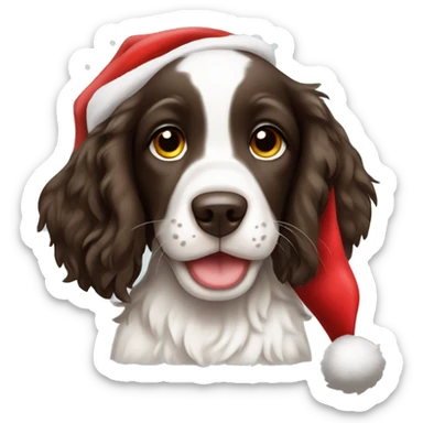 Springer spaniel puppy with a Santa hat  sticker