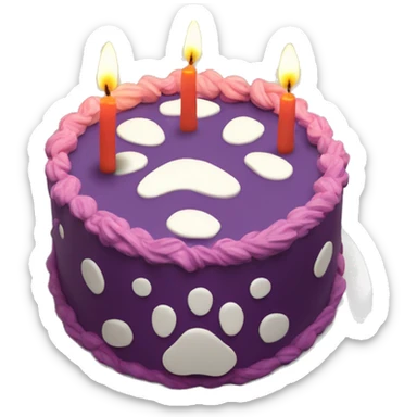 Paw print birthday cake with candle sticker
