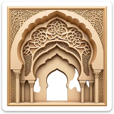 Cinematic Realistic Alhambra Landmark Emoji, capturing the intricate Moorish architecture, ornate arches. sticker
