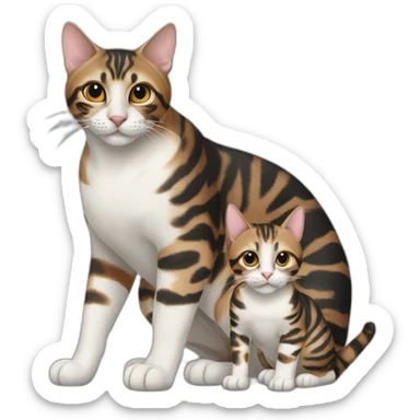 two-cats-bengal-and-small-cat-black-together sticker
