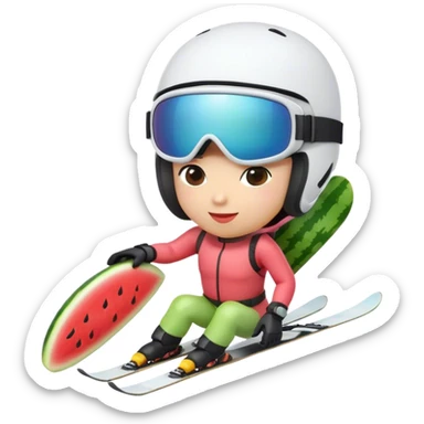 Watermelon playing sport skii sticker