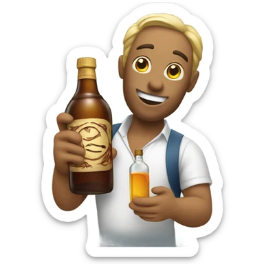 Emoji passing a bottle of liquor  sticker