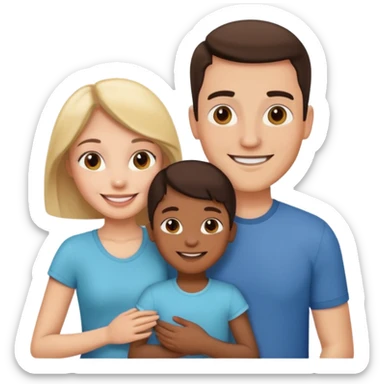 man and woman couple with 2 kids sticker