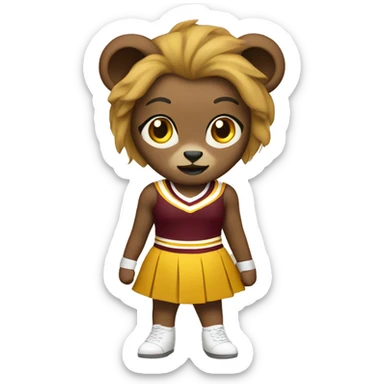 Lioness as a Cheerleader maroon and gold sticker