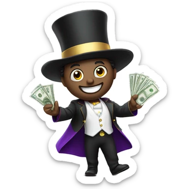Latin magician whit hand out whit bag of money  sticker