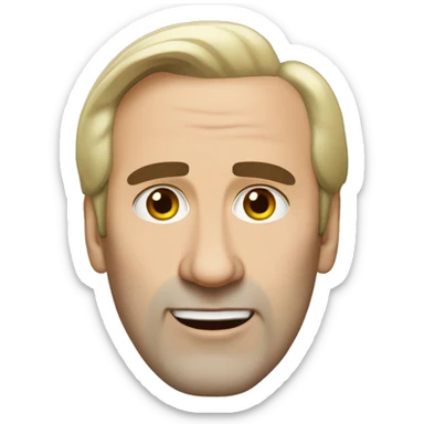 Nicholas Cage with white skin and botox and a white bob haircut sticker