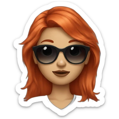 Red hair girl with fashion sunglasses sticker