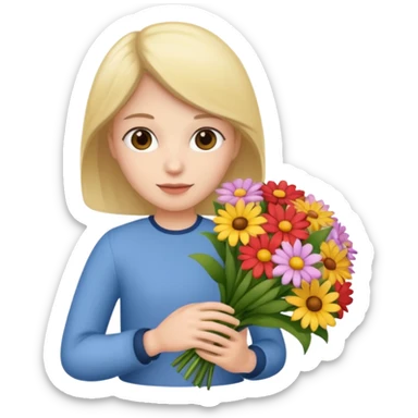 flower-holding person bouqet sticker