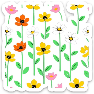 Beautiful finish pastel Flowers in a row sticker
