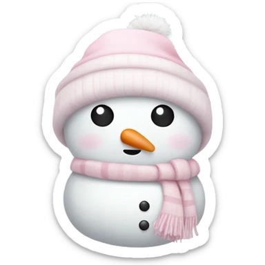 Cute white and light pink snowman sticker