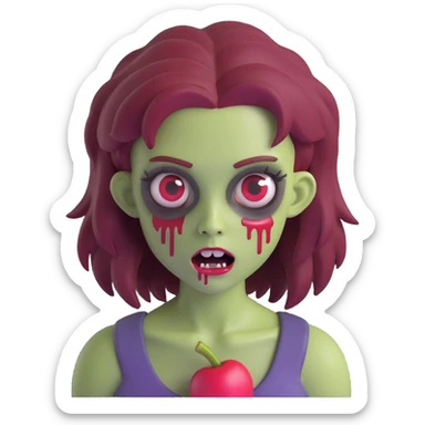 girl zombie with dark cherry hair sticker
