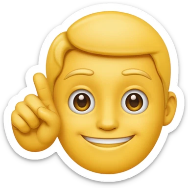 Classic apple style yellow emoji face smiling with hand in frame with their thumb and pointer finger crossed on the same hand sticker
