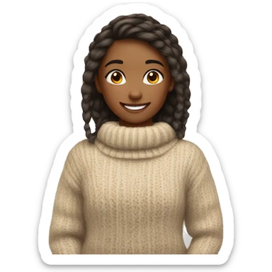 smiling girl in cozy sweater sticker