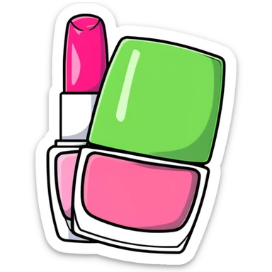 Pink AVON beauty collection with pink lipgloss, pink nail polish, and pink compact sticker