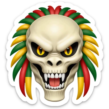 smiling bone predator from movie predator with rasta sticker