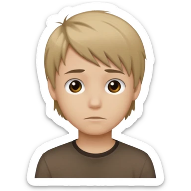 boy with dark blonde hair emo, shirt color brown sticker