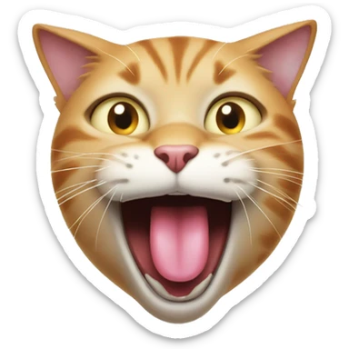 Cat with mouth open with tounge sticker