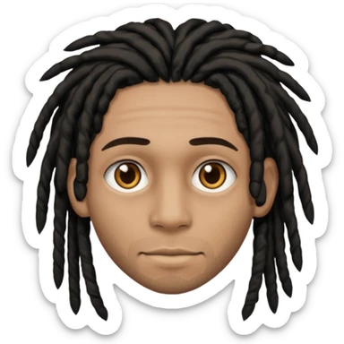 light brown man with black dreads and brown eyes sticker