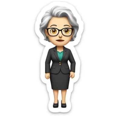 southpark white middle aged female professor with glasses, holding a piece of chalk, wearing blazer and skirt,  hair up, high heels sticker