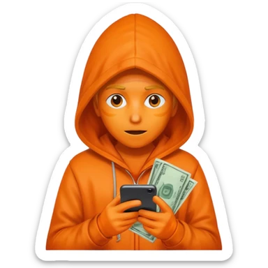hooded-on-their-phone-making-money orange skin sticker