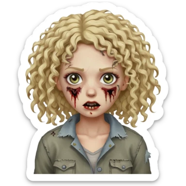 Um zumbi feminino com cabelo cacheado loiros sticker
