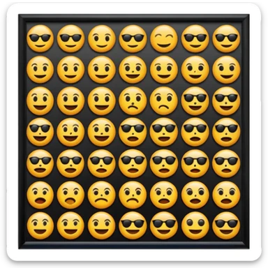 Emoji puzzle video.
Show 12 emojis in a clean grid.
One emoji has a clear visual difference (different color or missing detail).
Bright background, playful style.
Make it easy and fun for beginners.
4-second thinking time. sticker