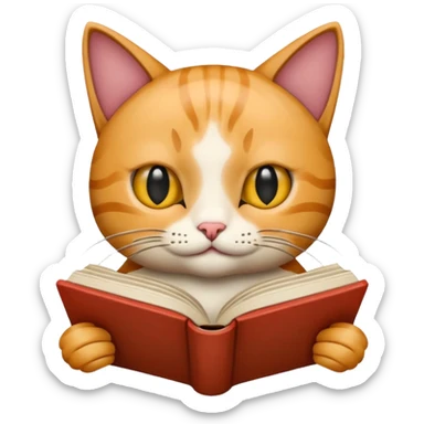 Cat reading book sticker