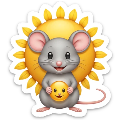 A mouse inside of a gray sun ☀️ 🐭 sticker