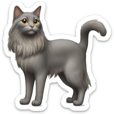 long-haired gray-brown cat standing sticker