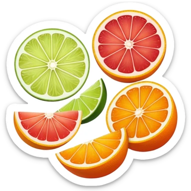 Emoji of slices of oranges, lemon, lemongrass, lime, grapefruit sticker