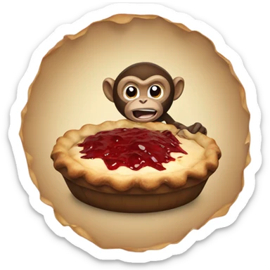 Monkey destroying pie sticker