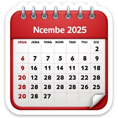 CALENDARIO DE DICIEMBRE 2025 ROJO sticker